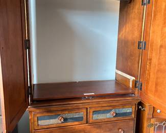 #55  slate tile drawer front Armoire/Storage Cabinet w/places for shelves & metal bar w/4 drawers - 42x21x76	 $75.00 			
