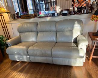 #85	Sofa	La-Z-Boy Cream Colored Leather Double Reclining Sofa 84"	 $575.00 
