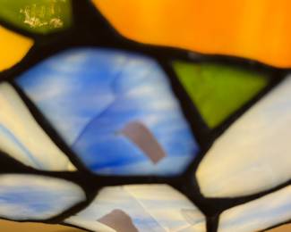 #45	as is crack 	Vtg. 22"H Slag/Stain Glass Lilly Pad Pond Table Lamp - as is cracks	 $30.00 
