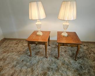 Pair Crystal Lamps / Pair of Side Tables