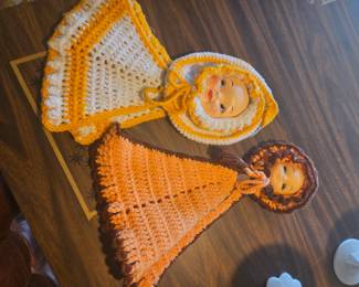 Crocheted Potholders - Doll Head Motif