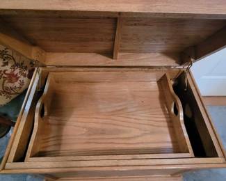 Very nice wooden chest with removable tray and deep interior space. (Interior view)
