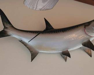Tarpon mounted on wall mount.  Approximately 4 feet in length.