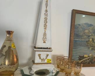 Mid- 20th Century White bisque Obelisque with Neoclassical Decoration