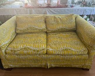 Mid-Century Love Seat - BEST Condition !! Bright corn yellow and Avocado Green 