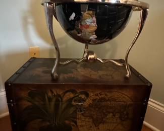 Wood decorative storage box and world globe