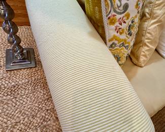 Yellow and white stripe sectional couch