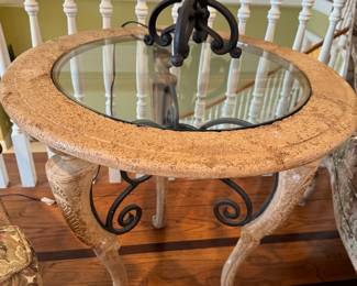 Glass round side table 