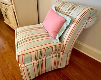 striped upholstered slipper chair