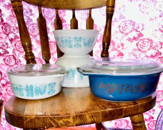 Vintage Pyrex: Amish Butterprint, and Golden Bouquet