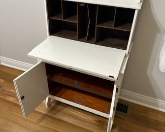 Antique white children's desk/cabinet