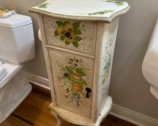 Hand-painted floral side cabinet