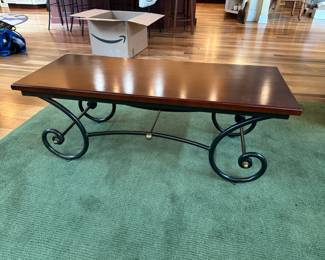 Wood and Iron scroll coffee table 