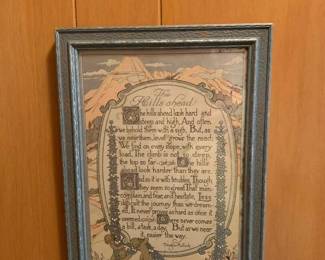 The Hills Ahead - Douglas Malloch Poem Framed
