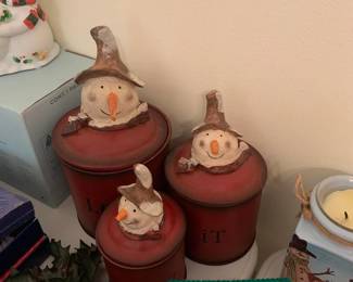 Set of 3 Snowman Canisters