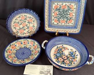 UNIKAT POLISH POTTERY Platter Bowls Hand Made In Poland