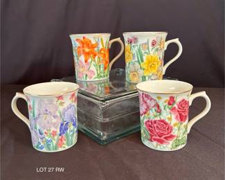 Lenox by Suzanne Clee Fine Porcelain Mug Flower Blossom Collection 4 PC