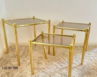 Brass and Glass Nesting Tables 3pcs