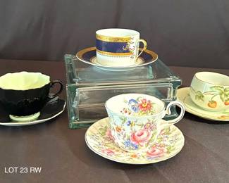 Tea Cup Saucer 4 Sets Philippe Deshoulieres, Paragon  Allyn Nelson