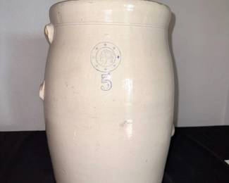 Antique Pottery Indian Head Blue Cherokee Stoneware Butter Churn 