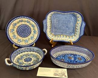 UNIKAT POLISH POTTERY 4pcs Baking Dishes Hand Made In Poland