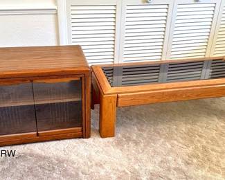 Retro Rectangle Glass Table Small 2Door Glass Table Stand