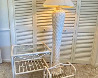 Ceramic Floor Lamp, Rattan Glass Table Rattan Book Magazine Holder