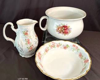 Antique Peggy Worthington Pitcher, Bowl with Handle Tray Platter  3pcs SIGNED
