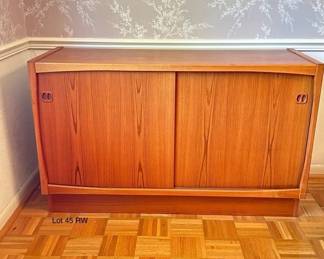 Dyrlund Danish Teak Sideboard with 2 Sliding Doors MidCentury Modern Style