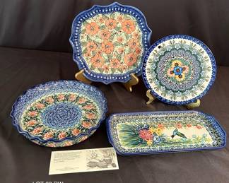 UNIKAT POLISH POTTERY Plates Platters Hand Made In Poland