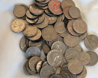 Some of the collection of Jefferson Nickels, Oops Washington Photo Bombed the Picture!