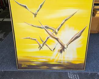 Mid century modern seagull painting
