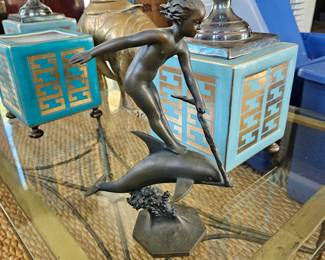 Bronze nude with dolphin