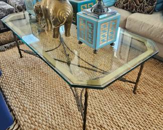 Maison Bagues bronze and glass coffee table