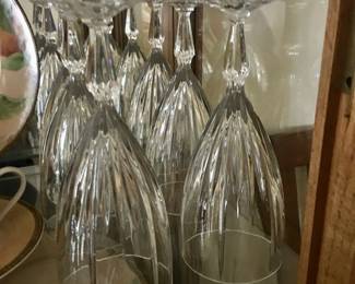 Crystal stemmed wine/water glasses