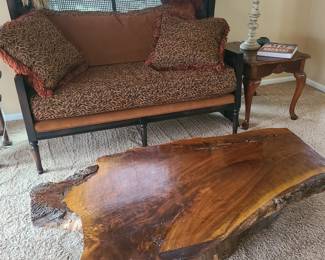 Settee and live-edge table