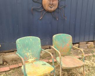 Vintage chairs, metal sun