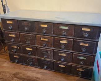 Antique library index card cabinet