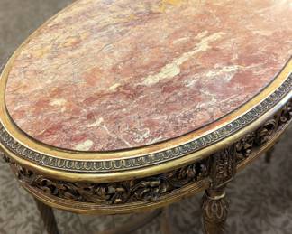 Pink Marble Oval Table- stunning