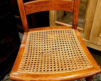 Circa 1820-1840, Tiger Maple Chair with Cane Seat