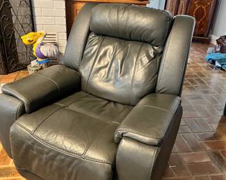 Second blue leather electric recliner. 