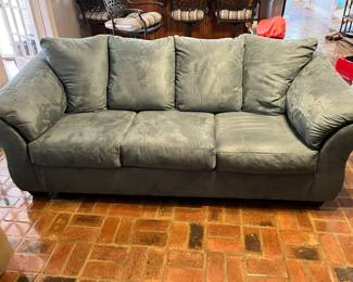 Ashley blue velvet sofa. 