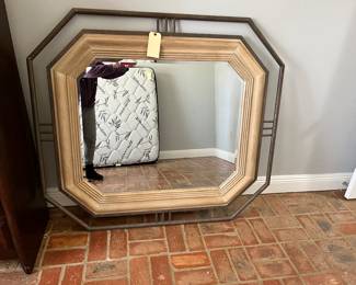 Large metal and wood mirror. 