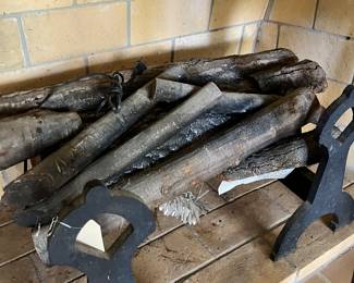 Electric logs and andirons. 