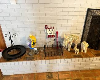 Decor and three elephants. 