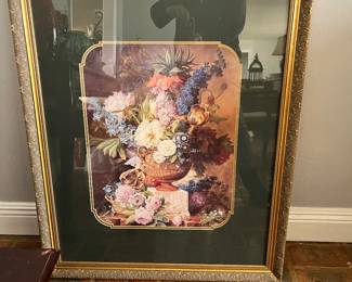 Matted and framed large floral print. 