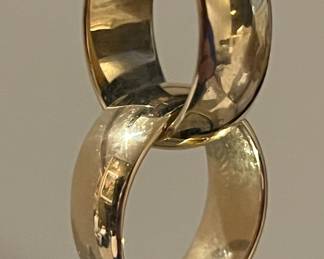 Large 14k gold wide oval hoops