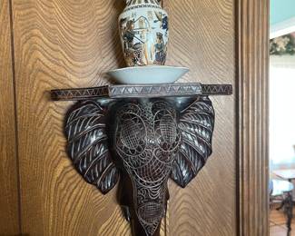 1970s carved wood shelf from India 