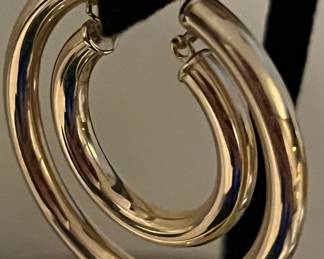 Large double hoop 14k earrings 