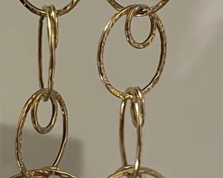 Shoulder dusters!  14k gold circle earrings 